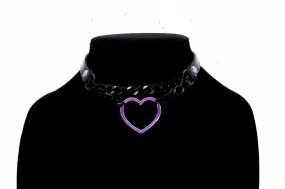 3/8" Purple Heart Ring Black Vegan Leather Martingale Collar