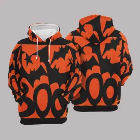 3D All Over Print Boo Halloween Hoodie Bat Flying Pattern