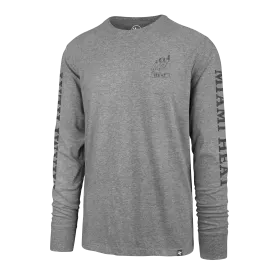 '47 Brand Miami HEAT Triple Down Grey Long Sleeve Tee