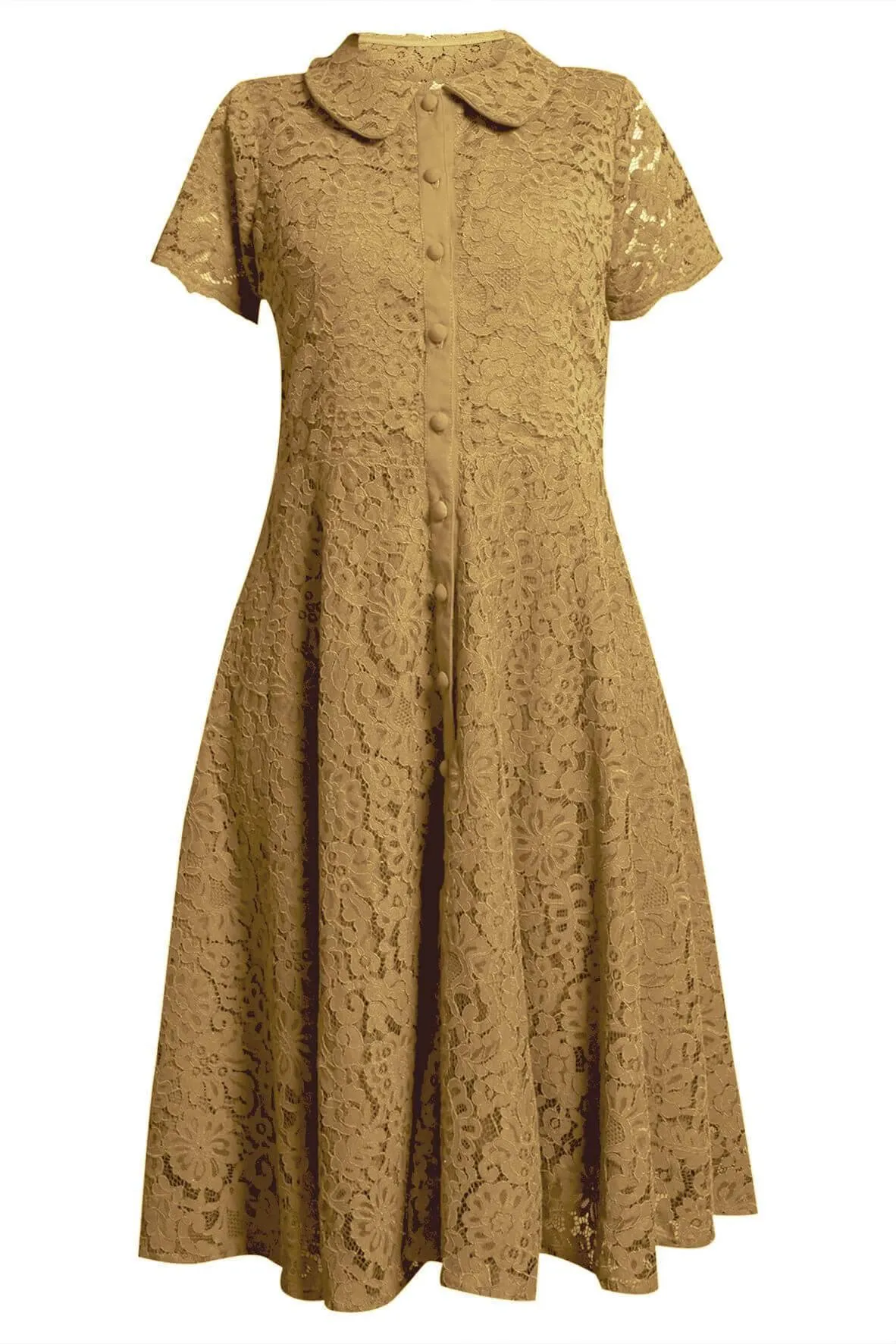 A-Line Lace Shirt Yellow Dress