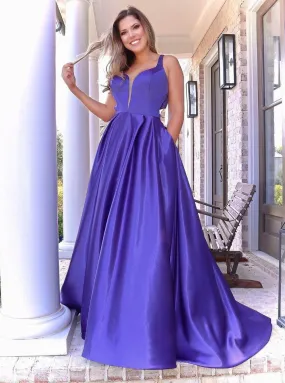 A-line Straps Long Prom Dresses Back Bow Cheap Evening Dress