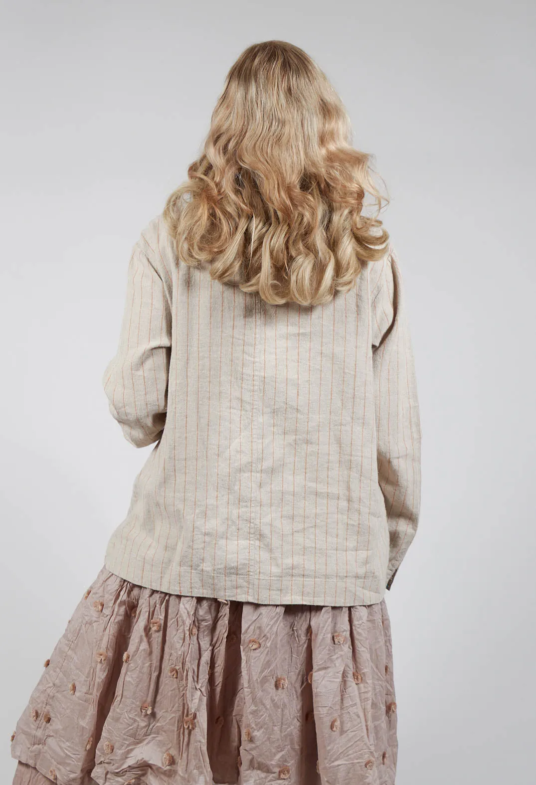 Adolfina Jacket in Pinstripe Linen