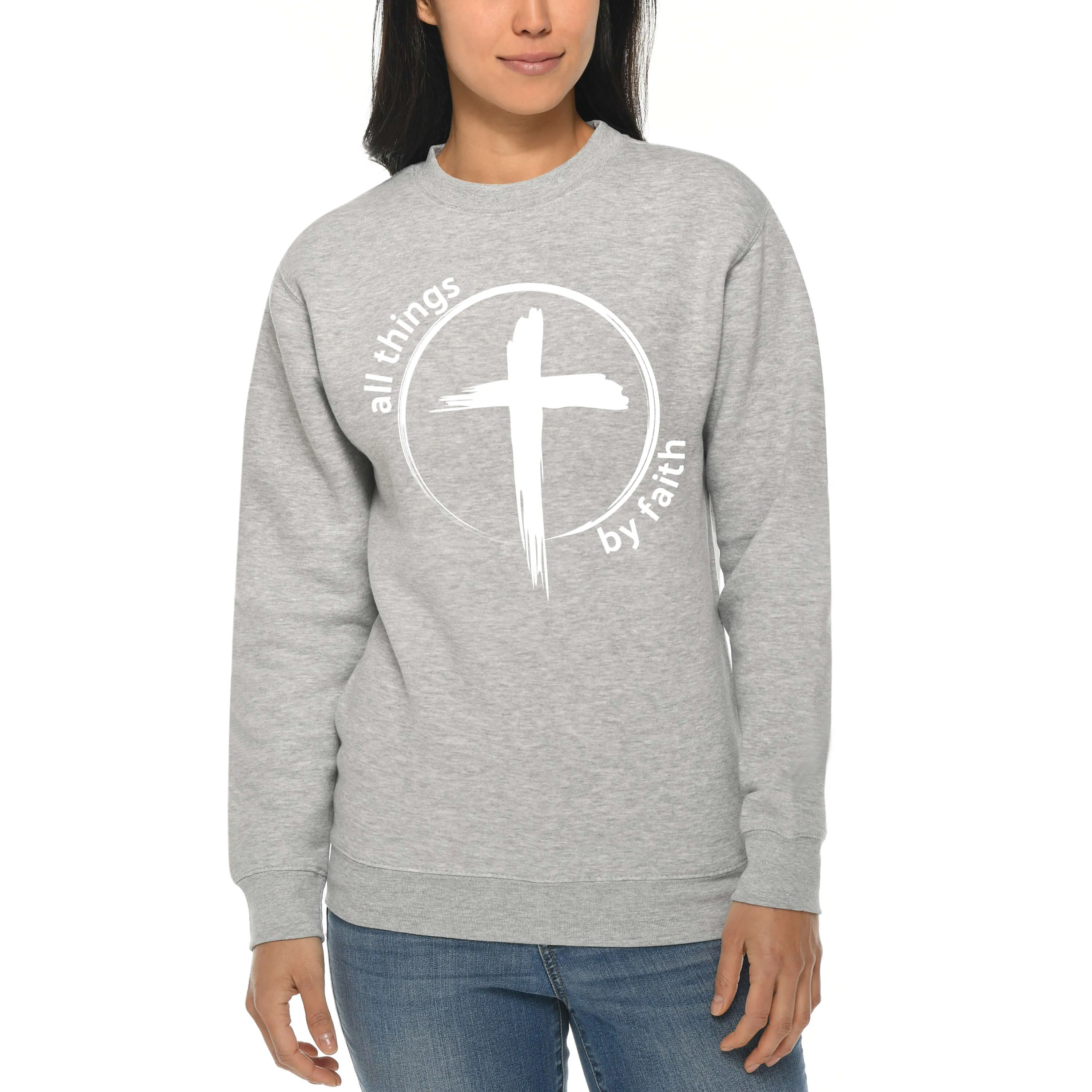 All Things By Faith Cross Crewneck Sweatshirt