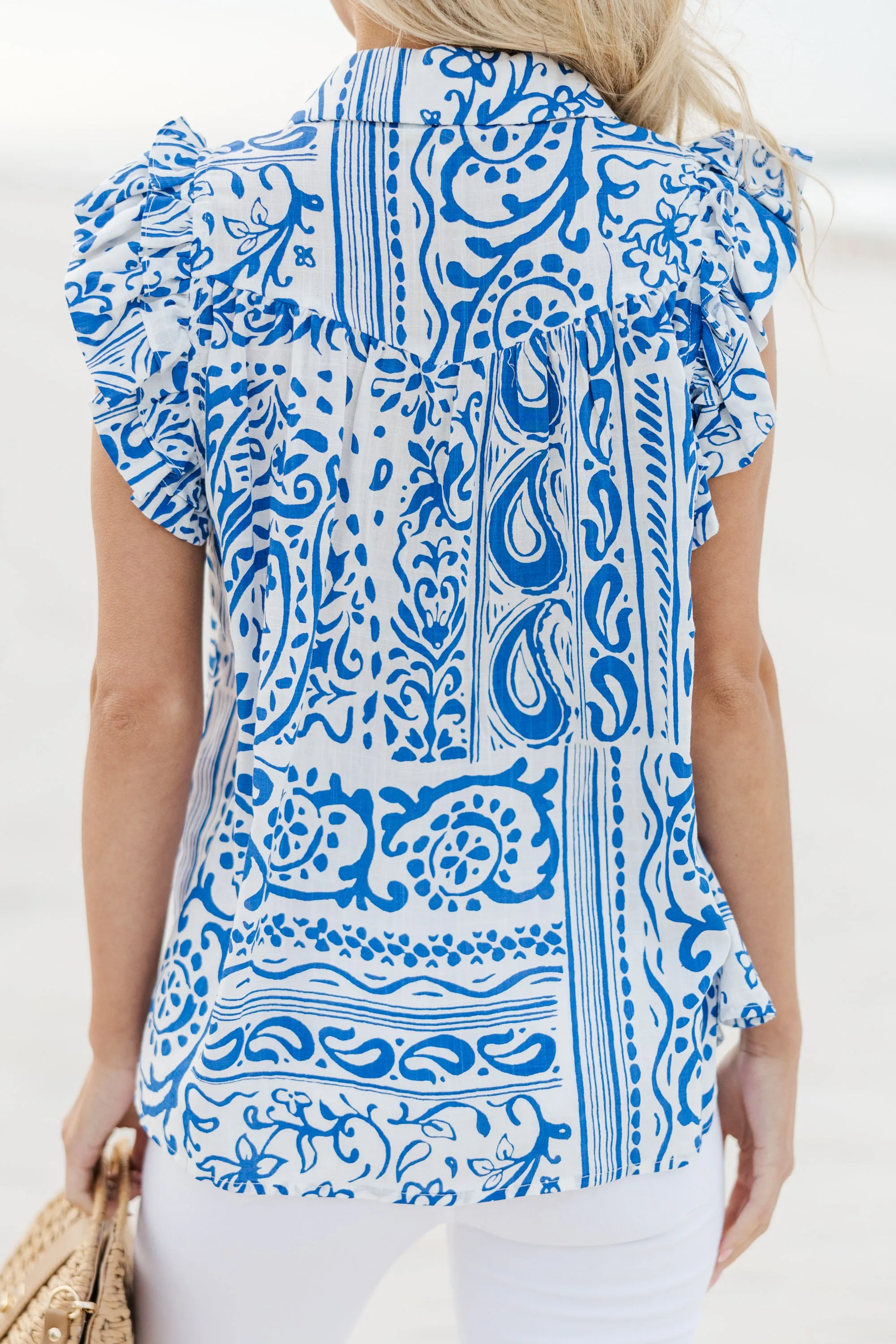 All Together Blue Paisley Blouse