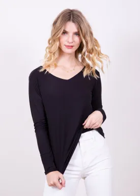 AMB Kate Long Sleeve V Neck Top