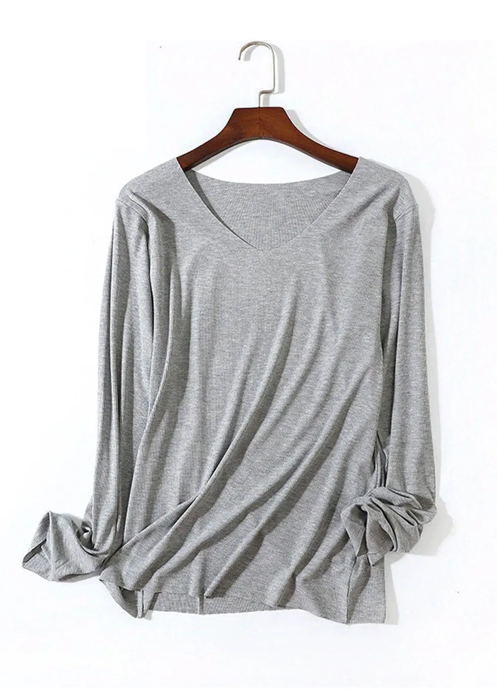 AMB Kate Long Sleeve V Neck Top