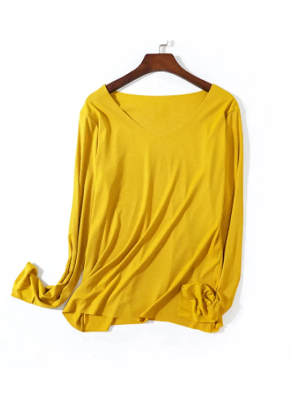 AMB Kate Long Sleeve V Neck Top