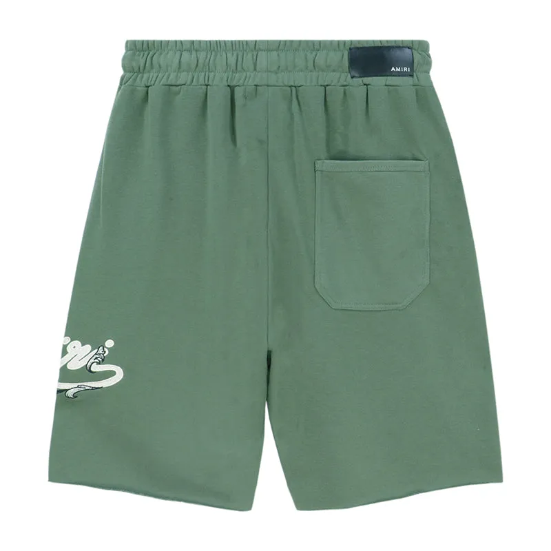 AMIRI Letter Logo Embroidery Shorts Green