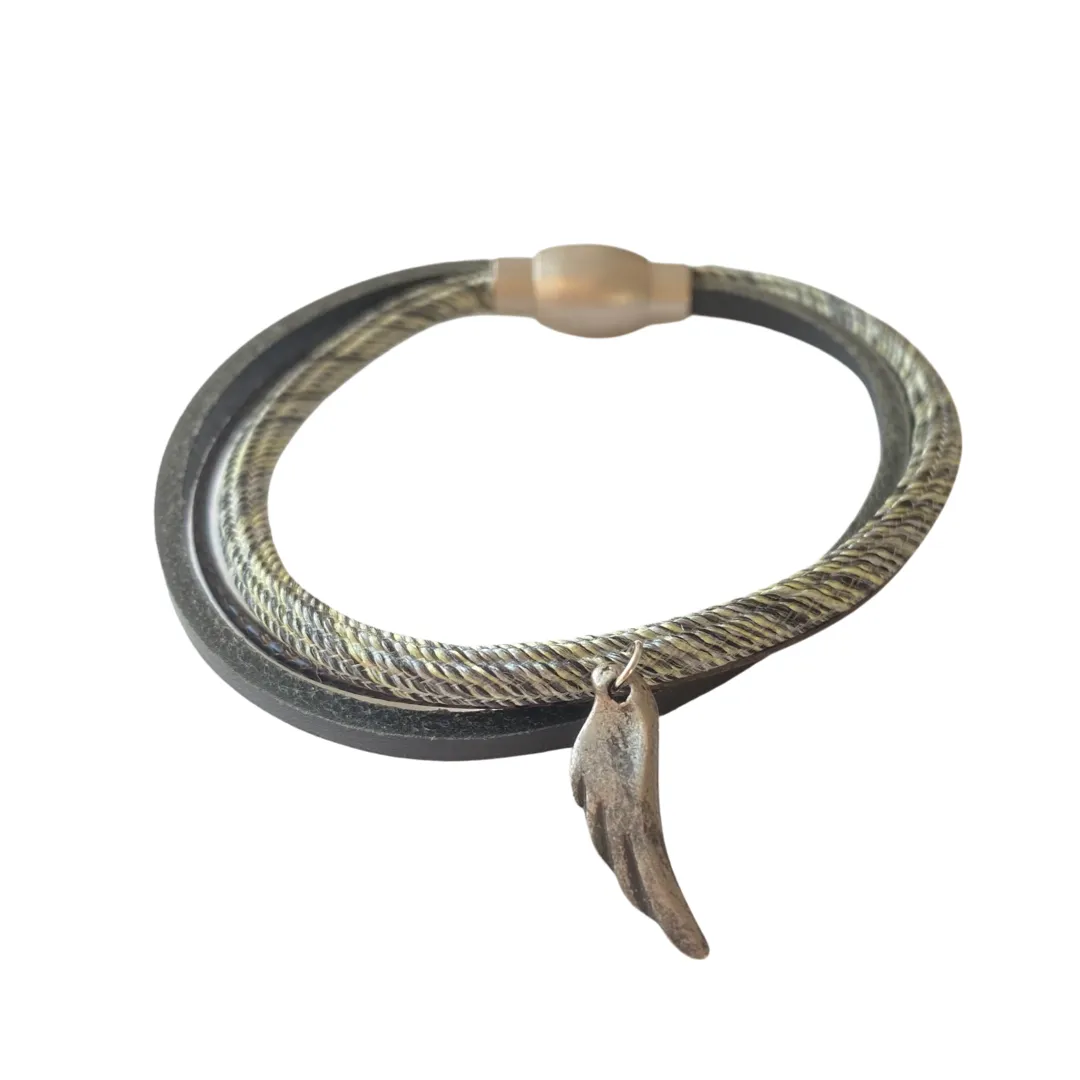 Angel Wing Charm Leather Bracelet