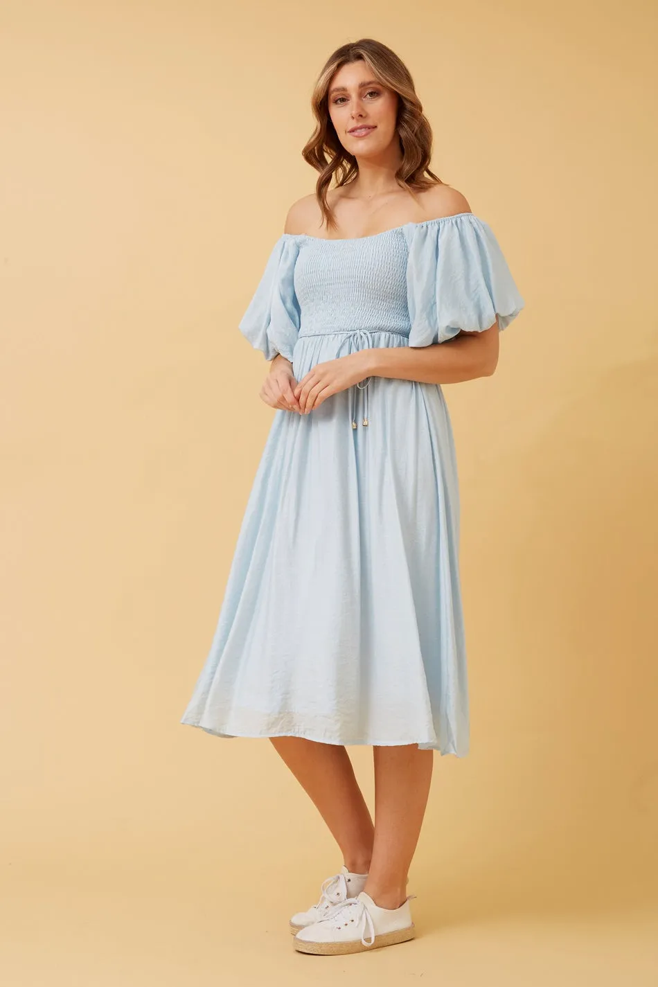 ANOK PUFF SLEEVE MIDI DRESS