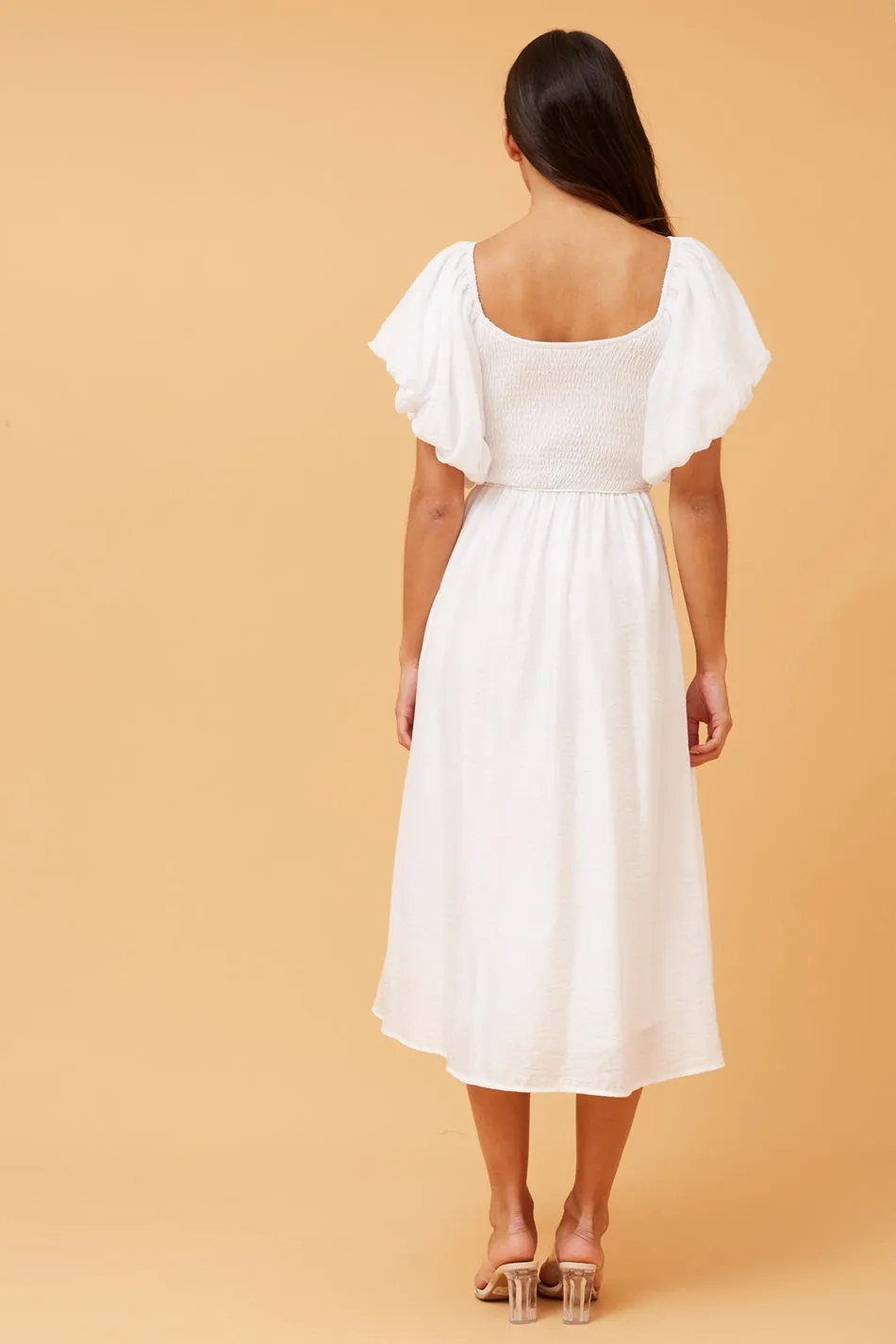 ANOK PUFF SLEEVE MIDI DRESS