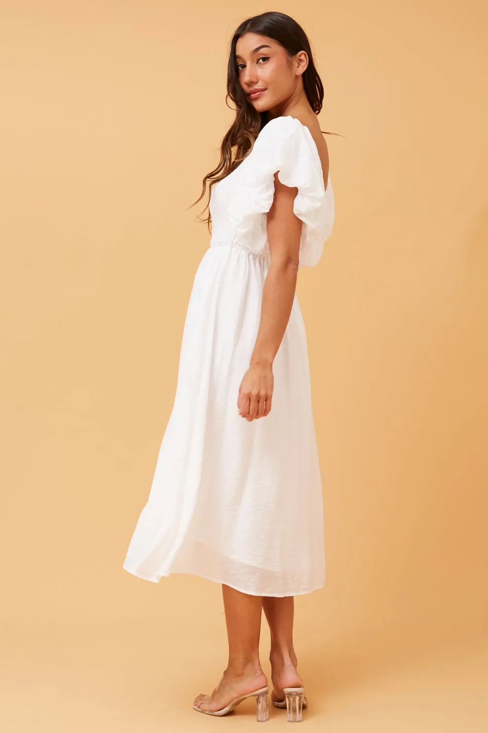 ANOK PUFF SLEEVE MIDI DRESS