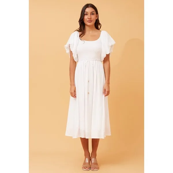 ANOK PUFF SLEEVE MIDI DRESS