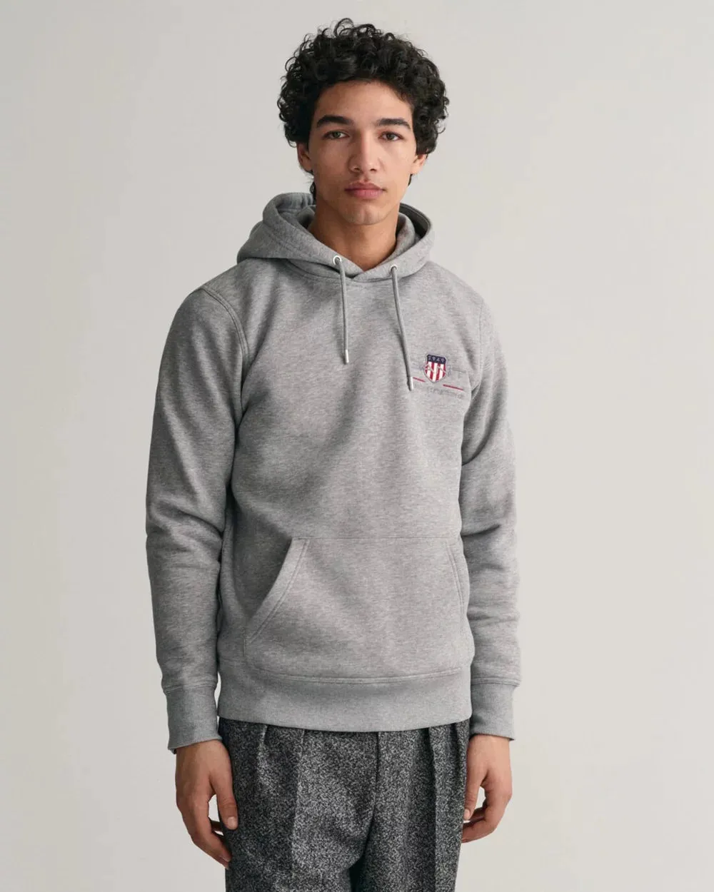 Archive Shield Hoodie - Grey Melange