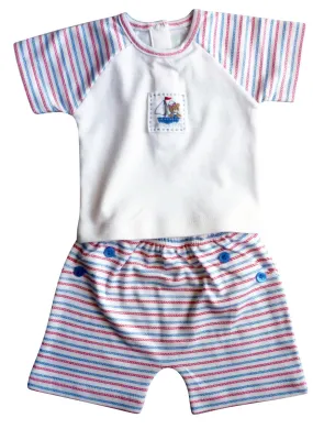 Baby Boy's Bear on Boat Short Set