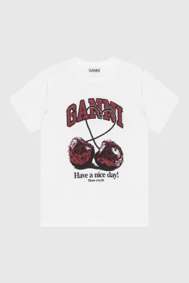 Basic Jersey Cherry Relaxed T-Shirt - Bright White