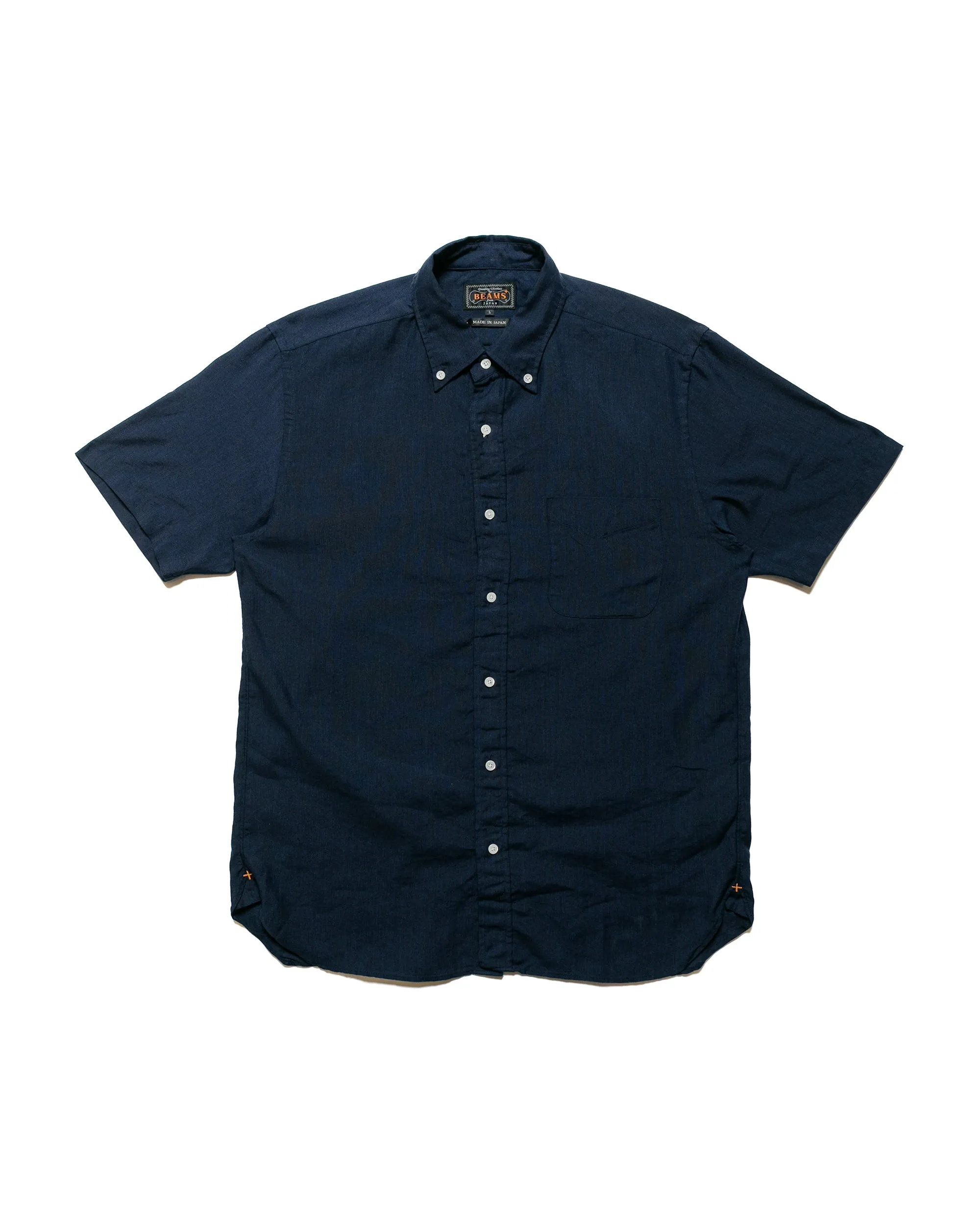 Beams Plus B.D. Short Sleeve COOLMAX® Linen Navy