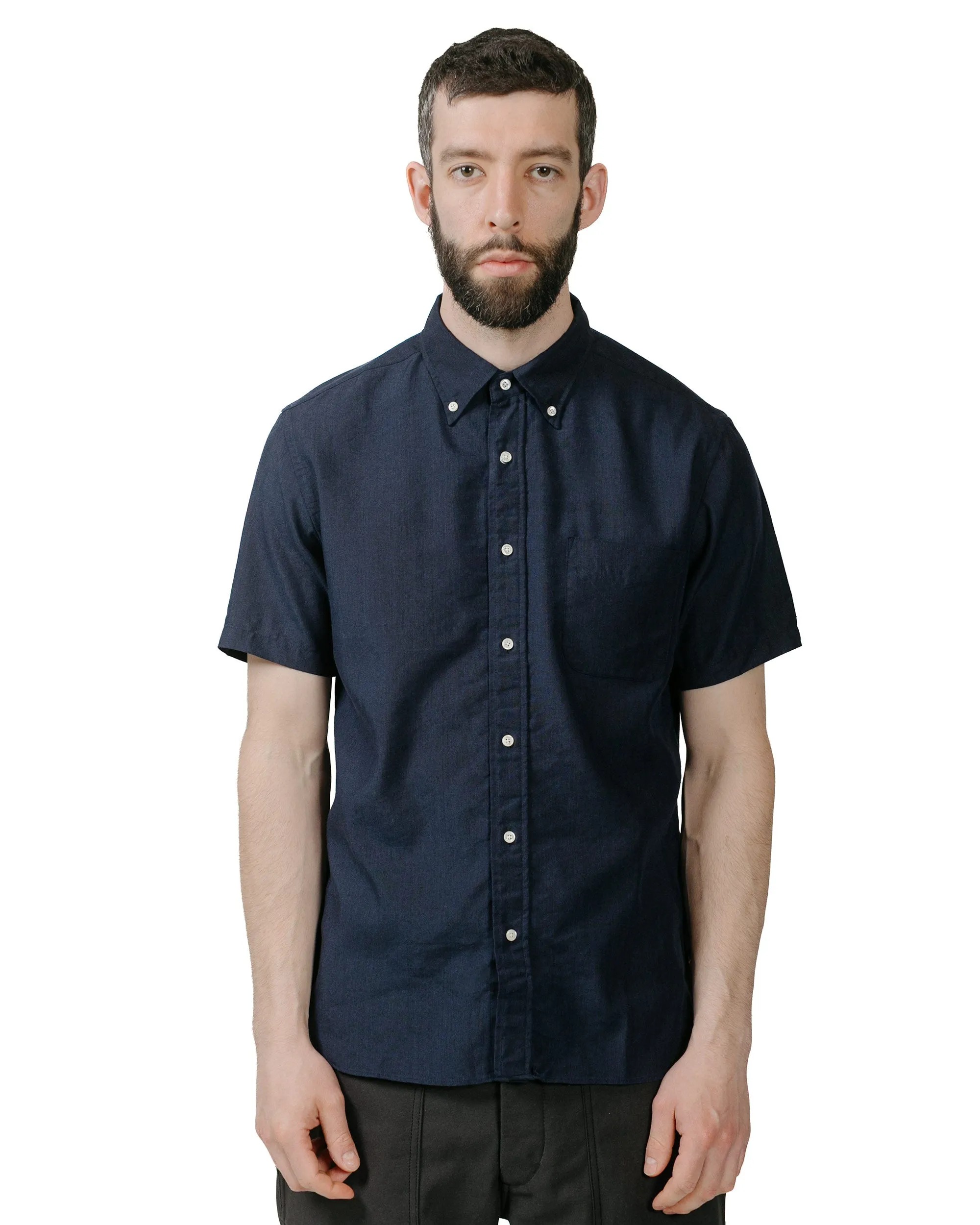 Beams Plus B.D. Short Sleeve COOLMAX® Linen Navy