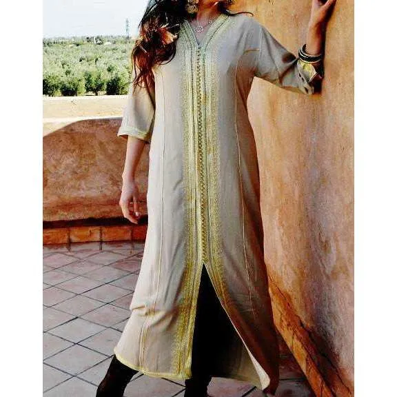 Beige Kaftan Maxi Dress- Naima Style