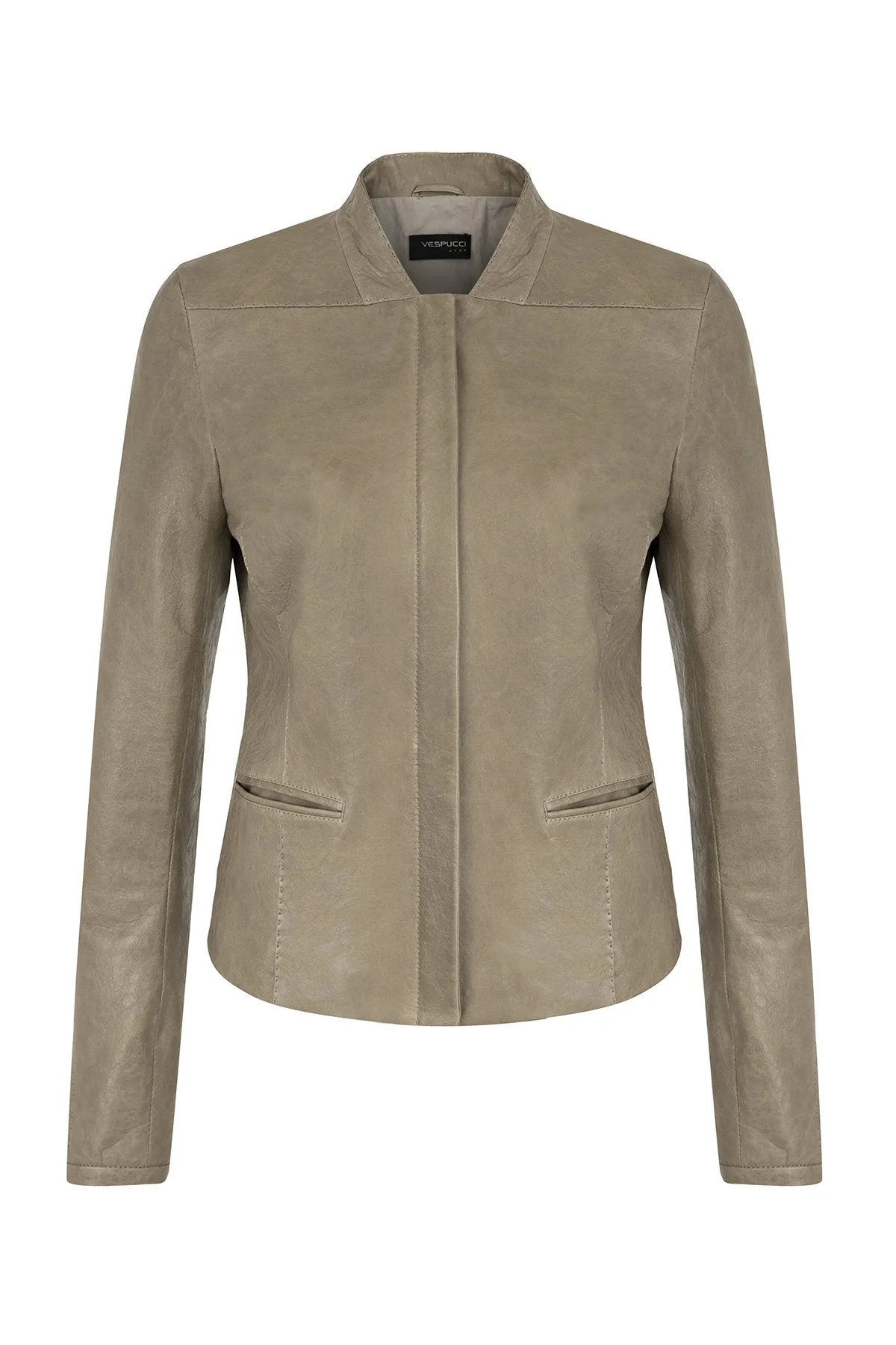 Beige Leather Jacket