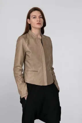 Beige Leather Jacket