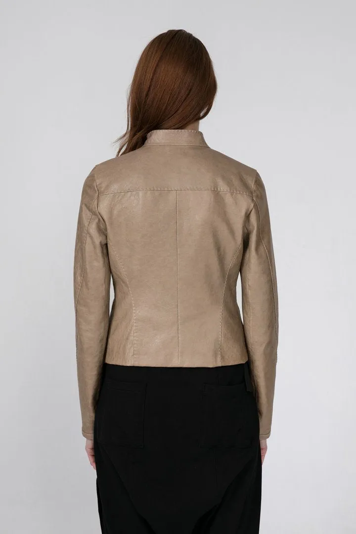 Beige Leather Jacket