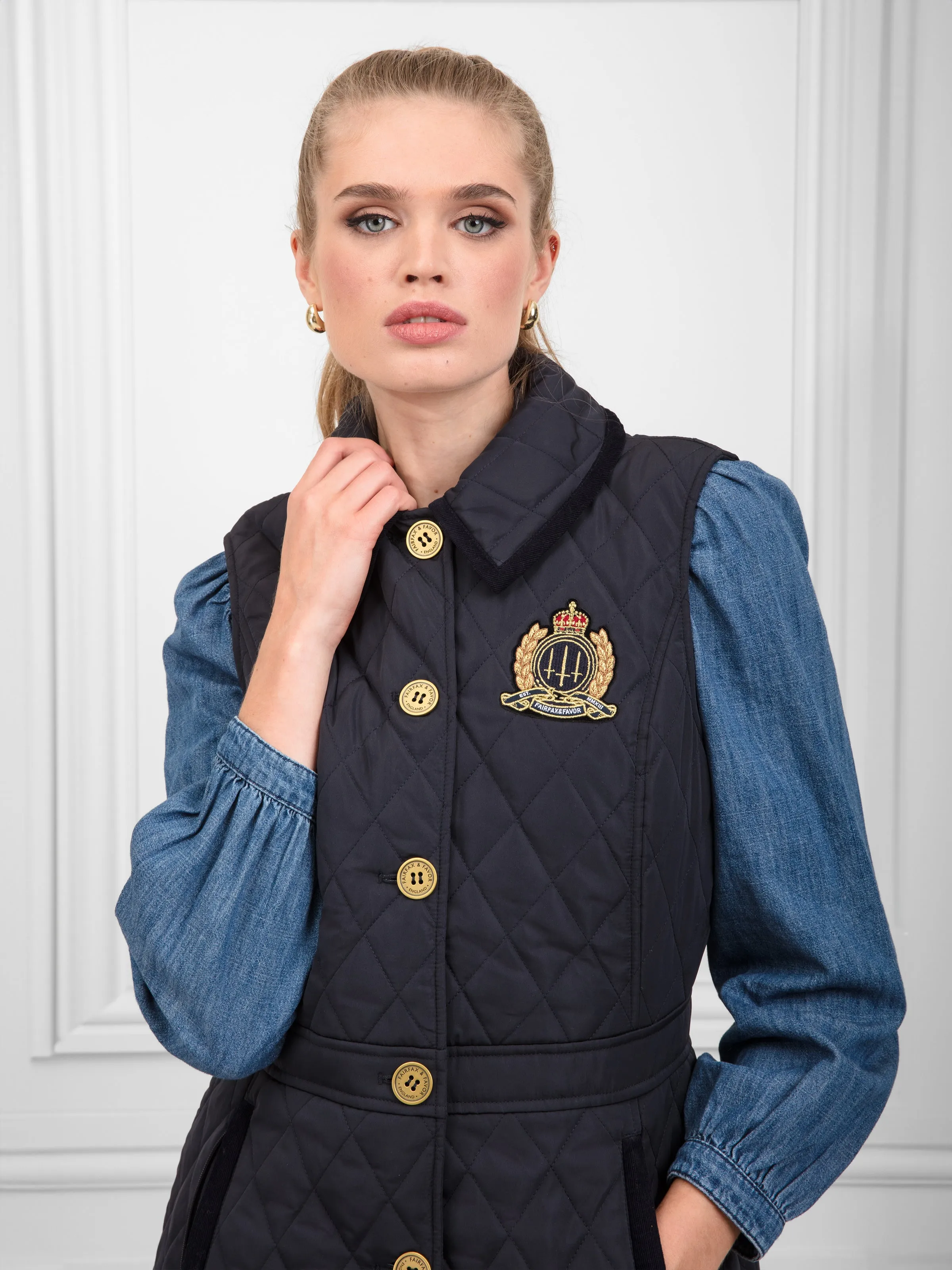 Bella Quilted Gilet - Navy