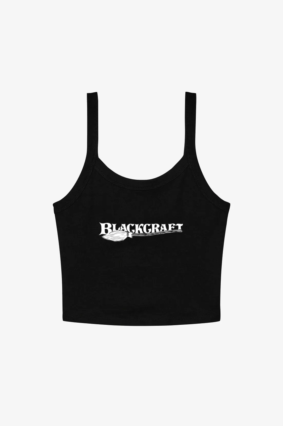 Blackcraft Broom Logo - Women's Micro Rib Spaghetti Strap Tank