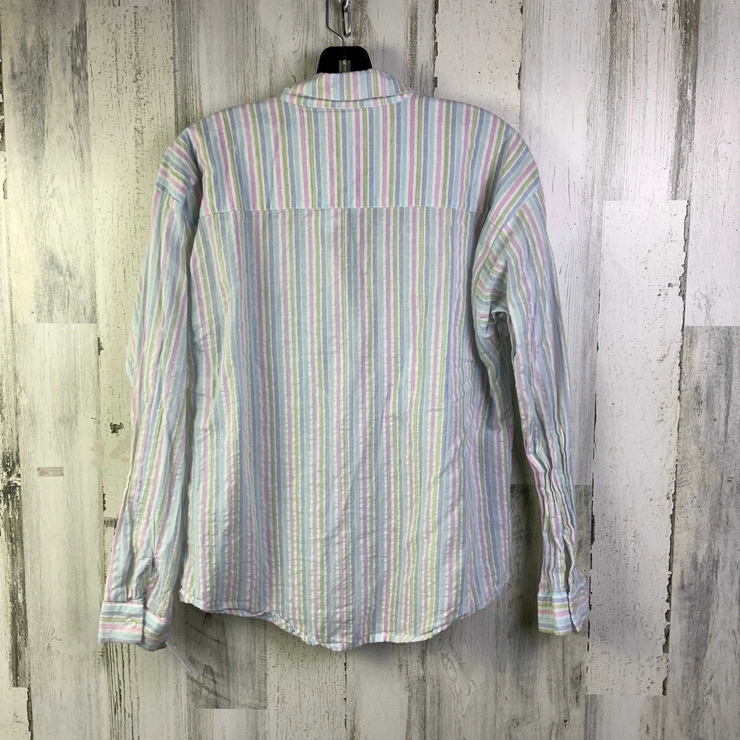 Blouse Long Sleeve By Clothes Mentor In Blue & White, Size: M