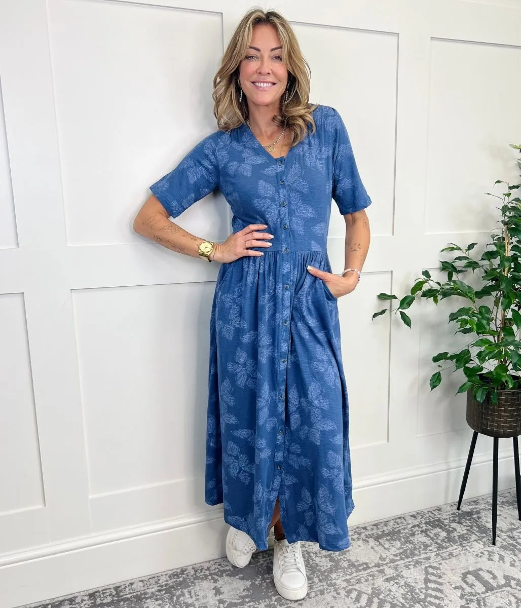 Blue Mia Cotton Midi Dress