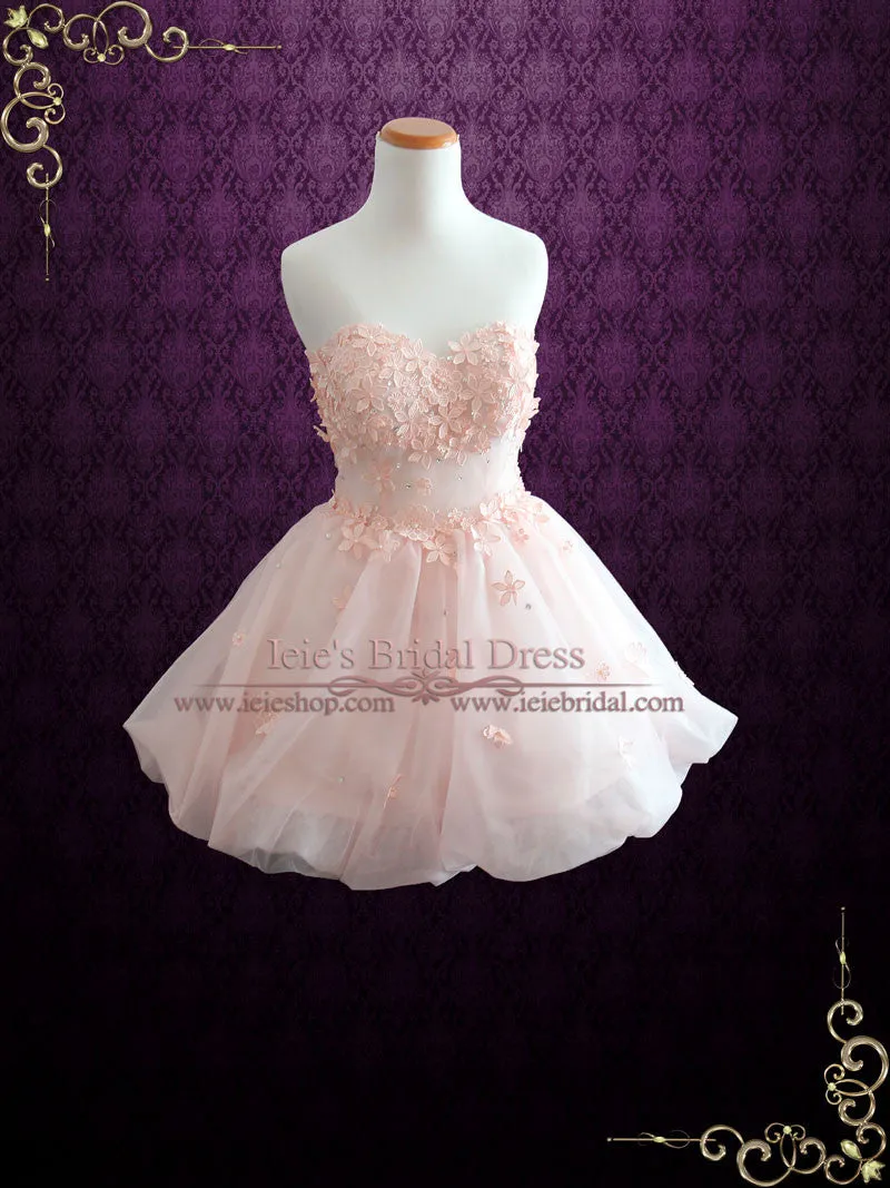 Blush Pink Cherry Blossom Short Cocktail Formal Dress ALIA