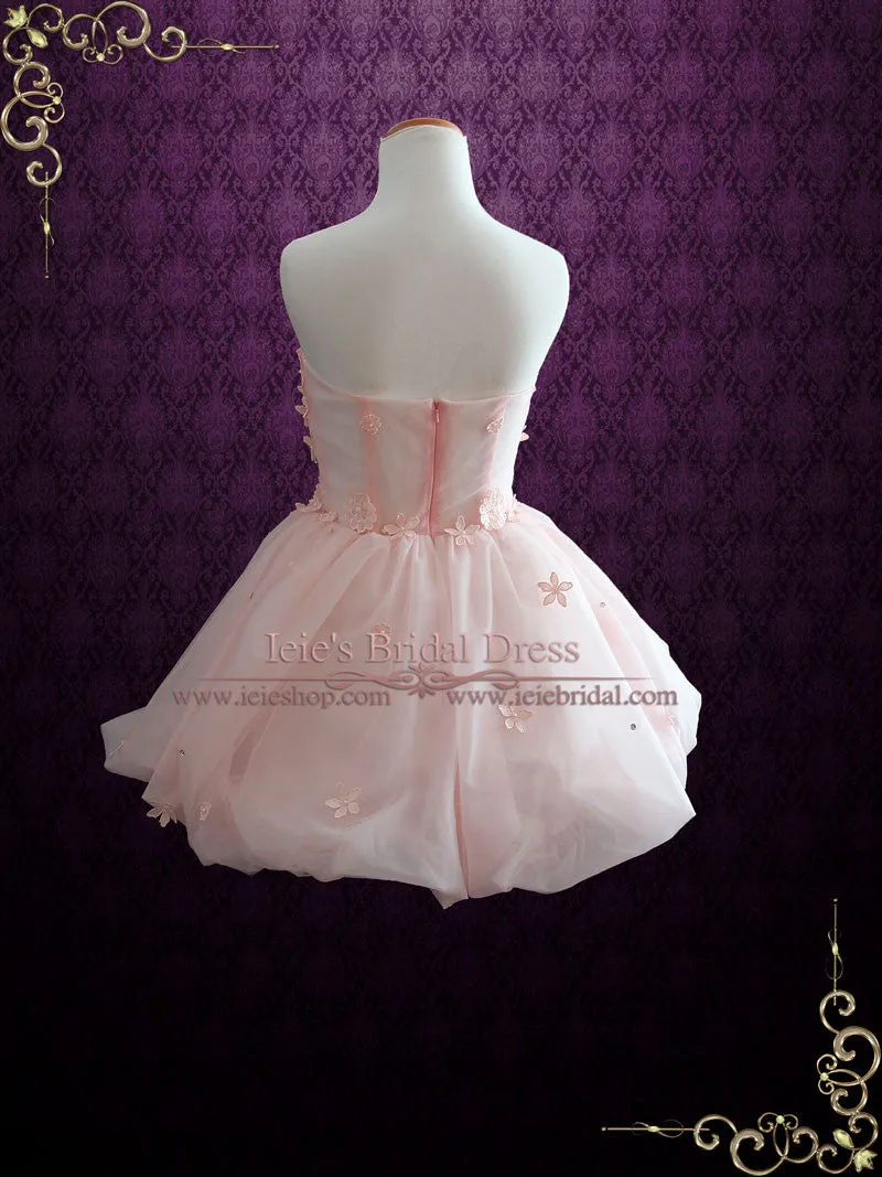 Blush Pink Cherry Blossom Short Cocktail Formal Dress ALIA