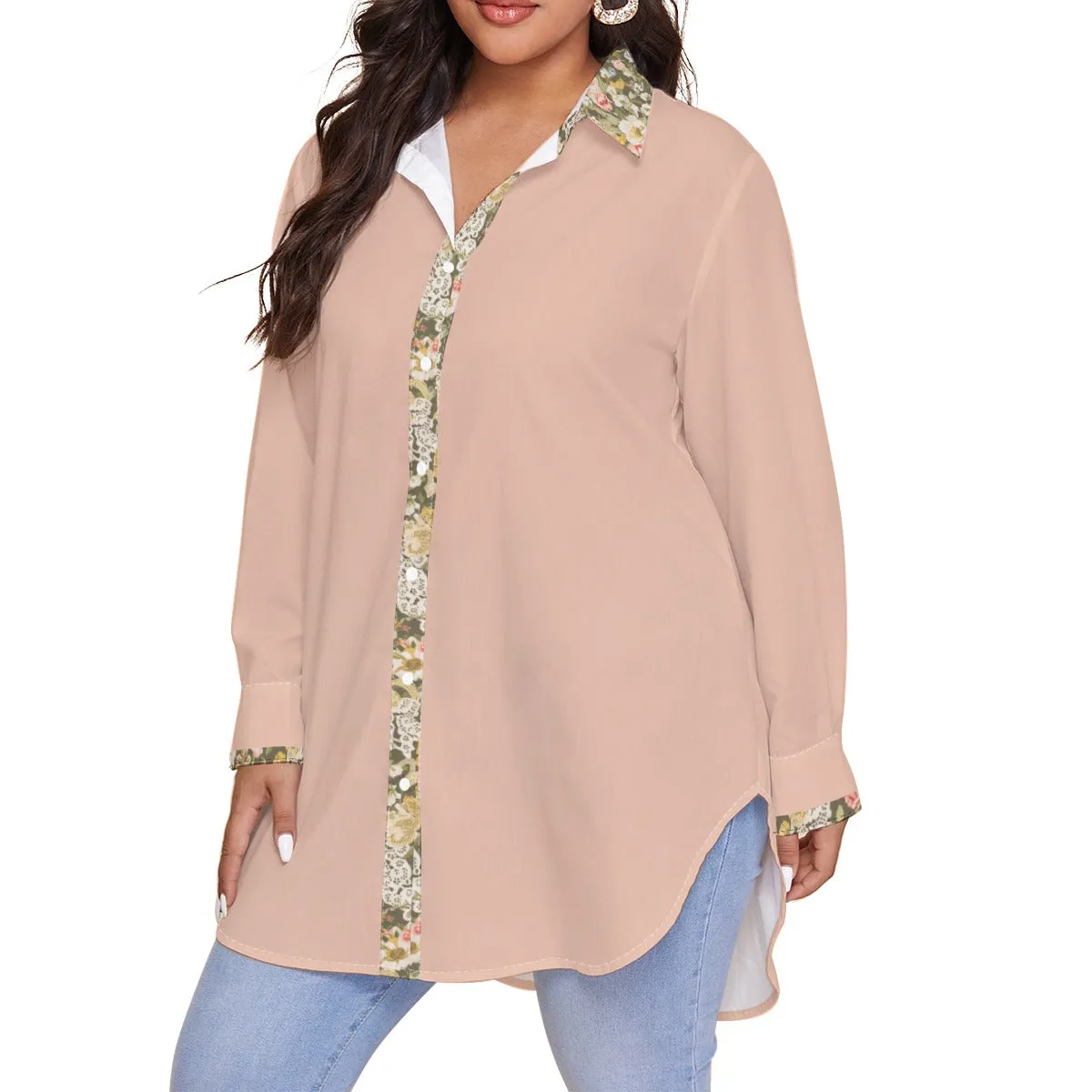 Blush Women's Shirt  (Plus Size) AOP