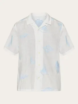 Box fit short sleeve shirt with embroidery - GOTS/Vegan - Egret