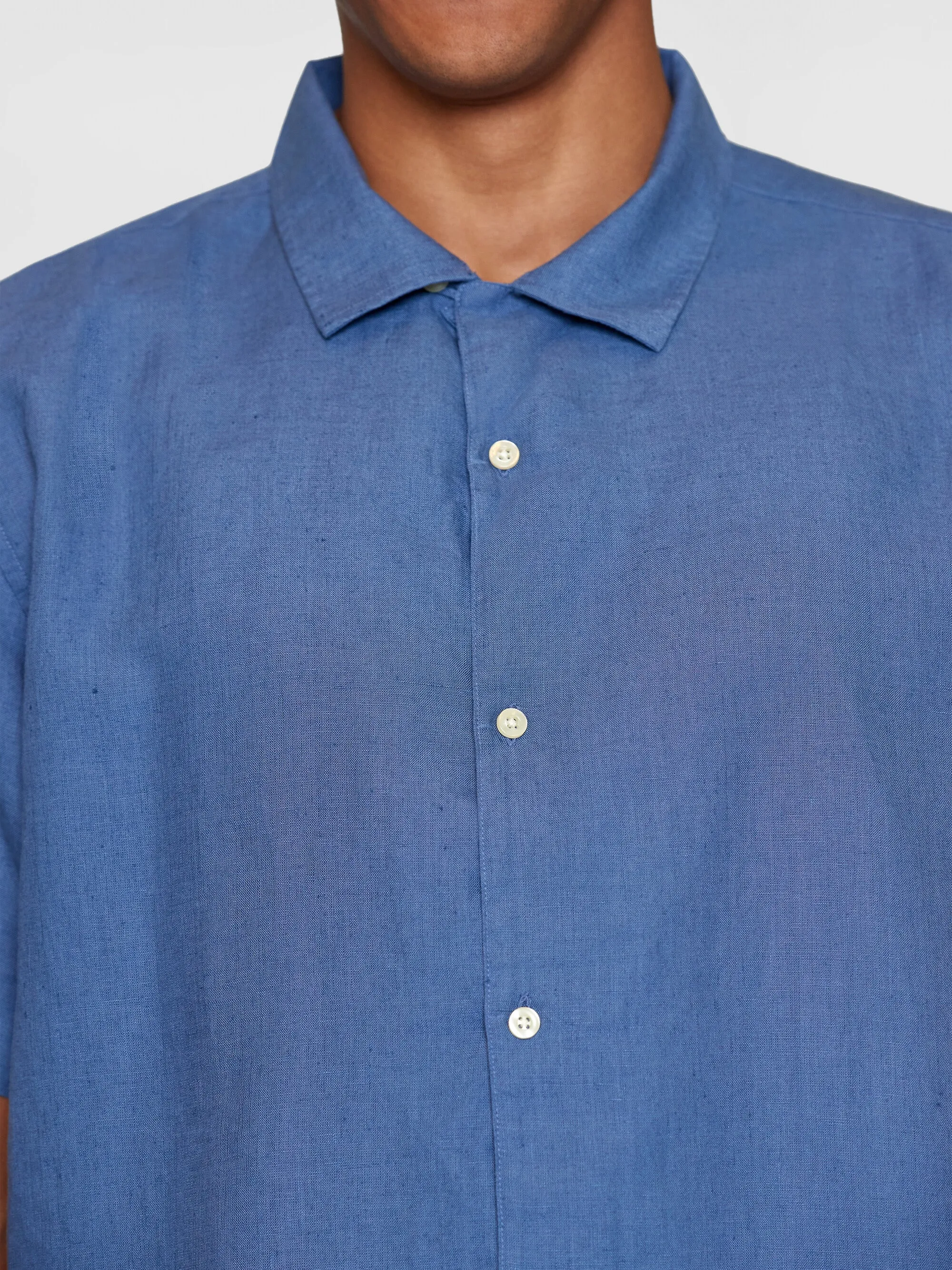 Box fit short sleeved linen shirt - Moonlight Blue