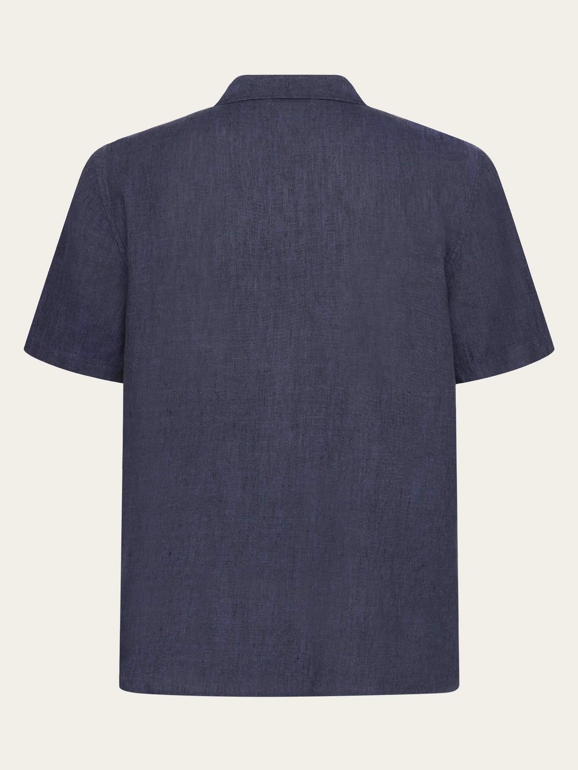 Box fit short sleeved linen shirt - Yarndyed - Total Eclipse