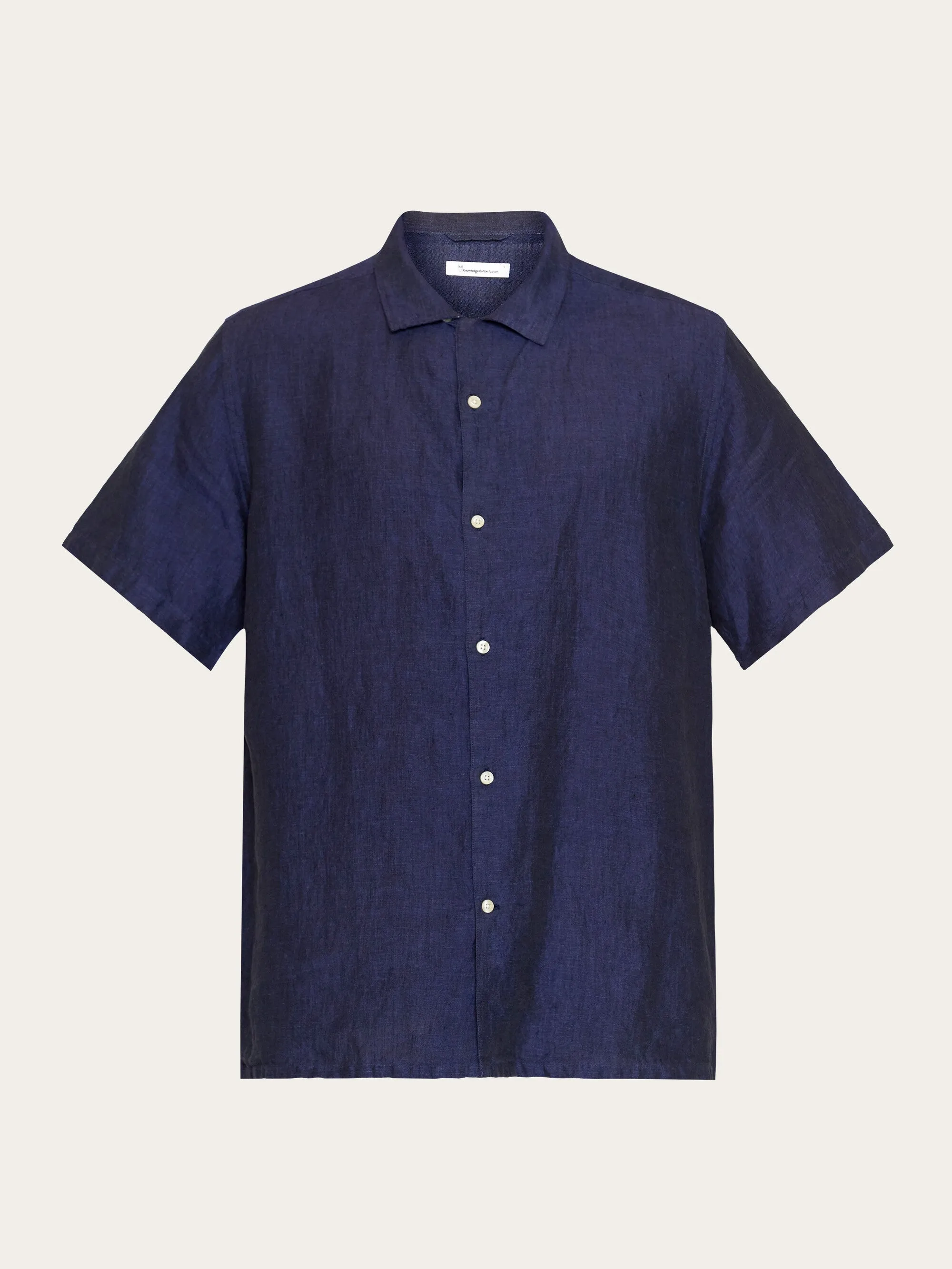 Box fit short sleeved linen shirt - Yarndyed - Total Eclipse