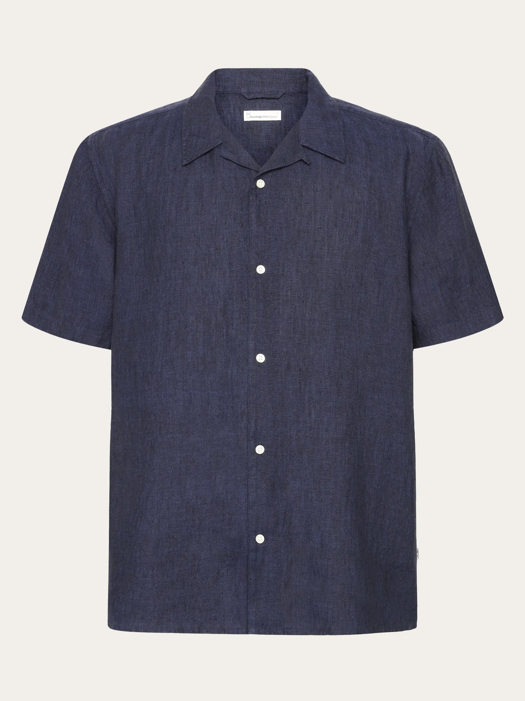 Box fit short sleeved linen shirt - Yarndyed - Total Eclipse