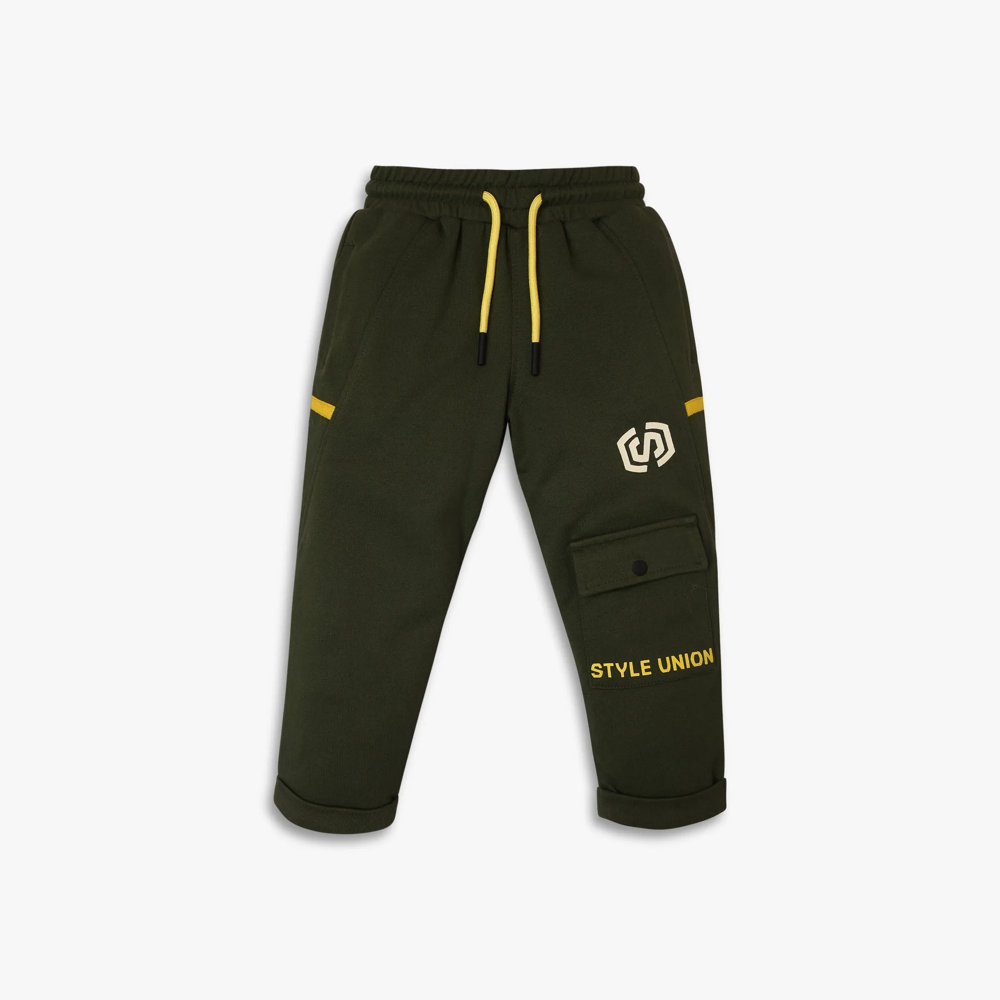 Boy's Regular Fit Solid Mid Rise Trackpants