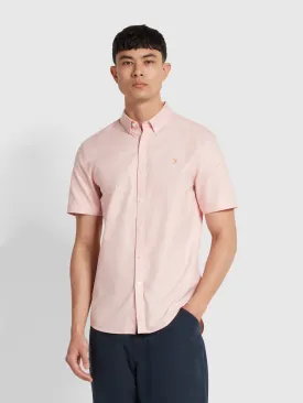 Brewer Short Sleeve Oxford Shirt In Powder Pink