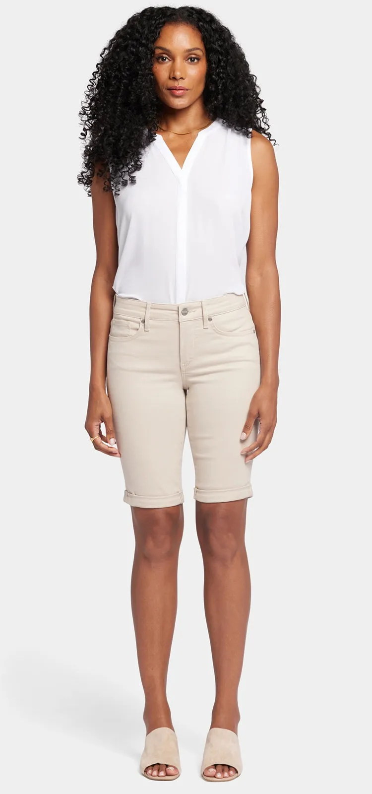 Briella Short Beige Gekleurde Denim | Feather