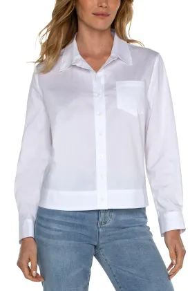 BUTTON FRONT SHIRT WITH ELASTIC BACK WAIST