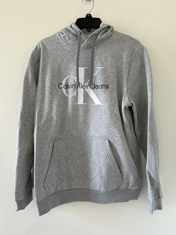 Calvin Klein Men's Monogram Pullover Hoodie Heroic Grey Heather 40GC201 082