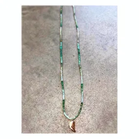 Chrysoprase Gold Tusk Custom Beaded Mid-length Necklace