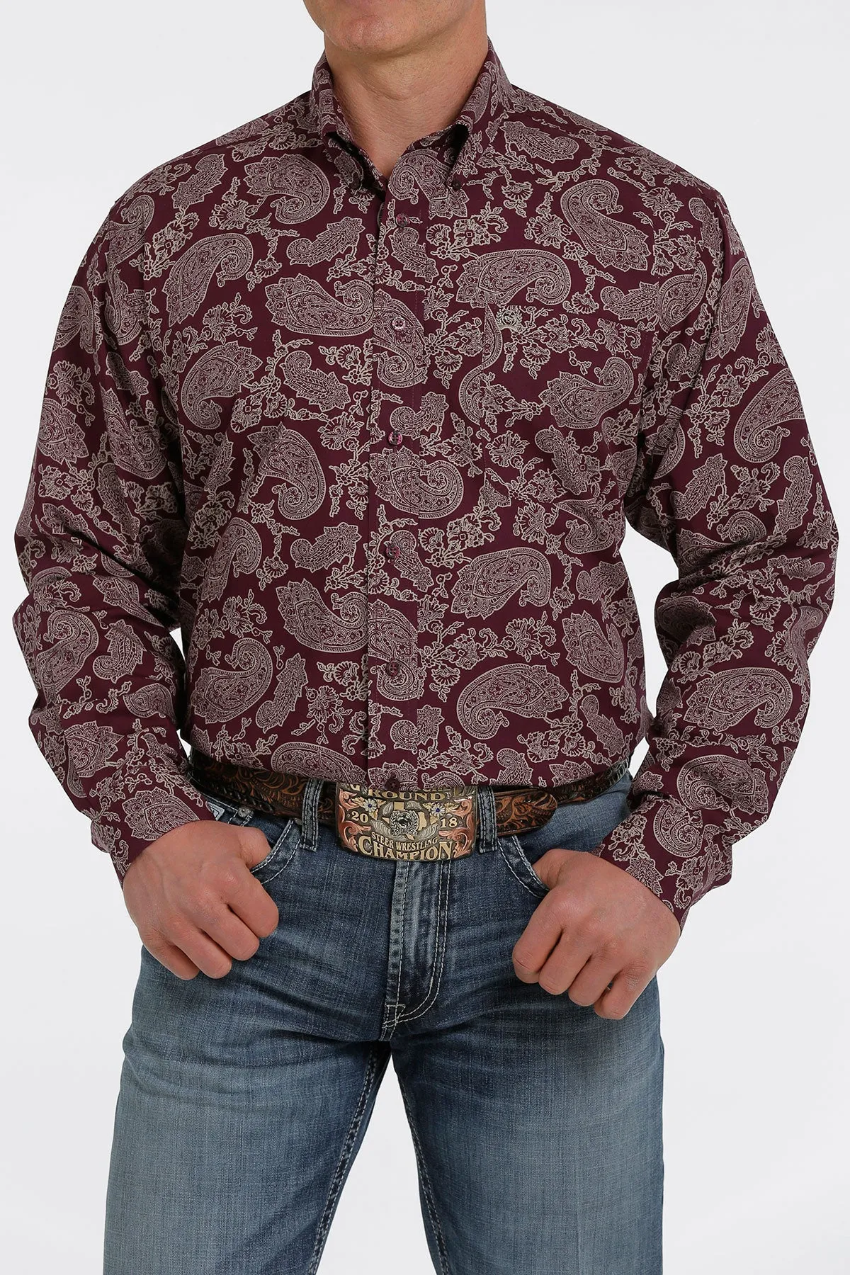 Cinch® Men's Paisley Print Long Sleeve Button Front Western Shirt