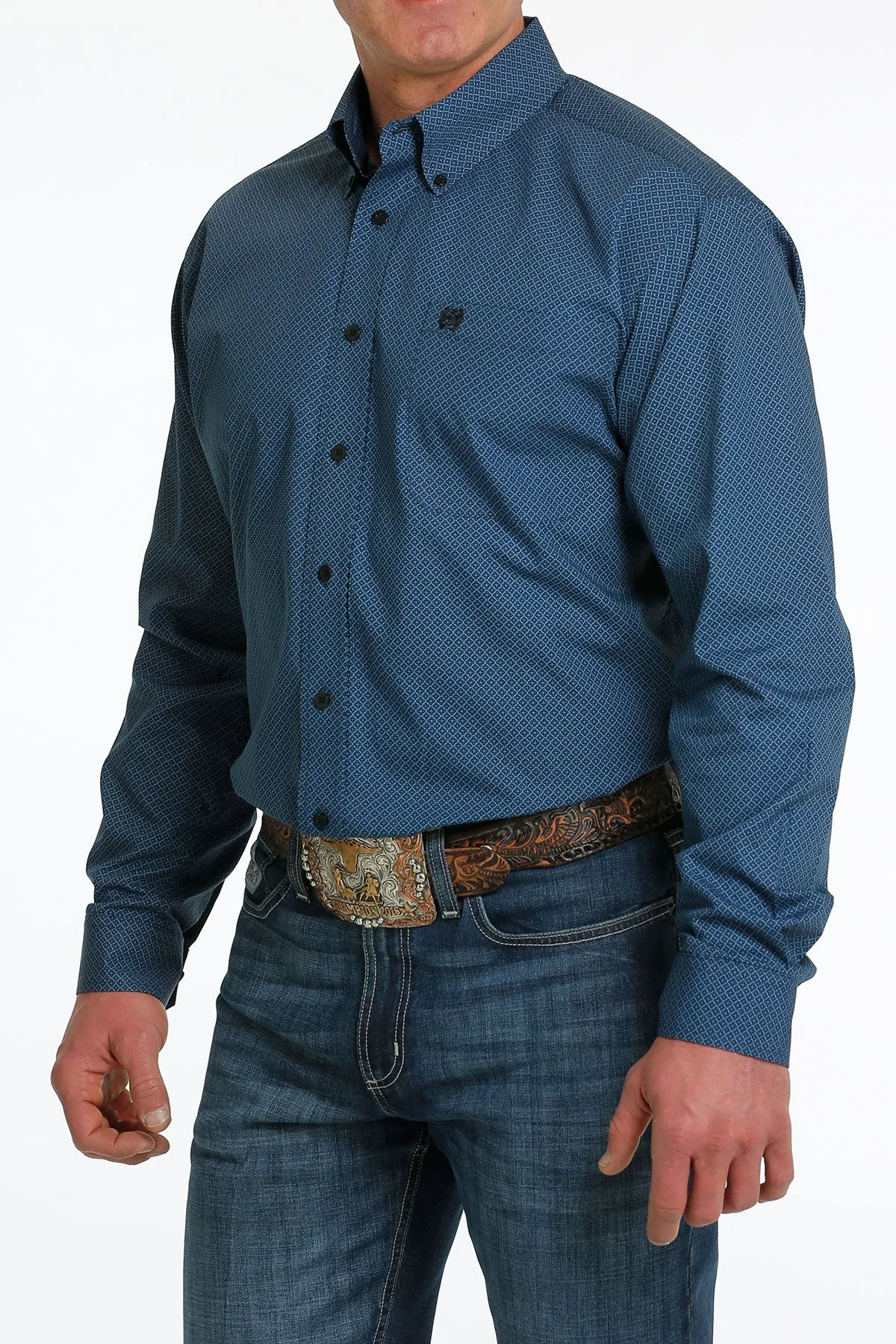 Cinch® Men's Royal Geo Print Long Sleeve Button Front Western Shirt