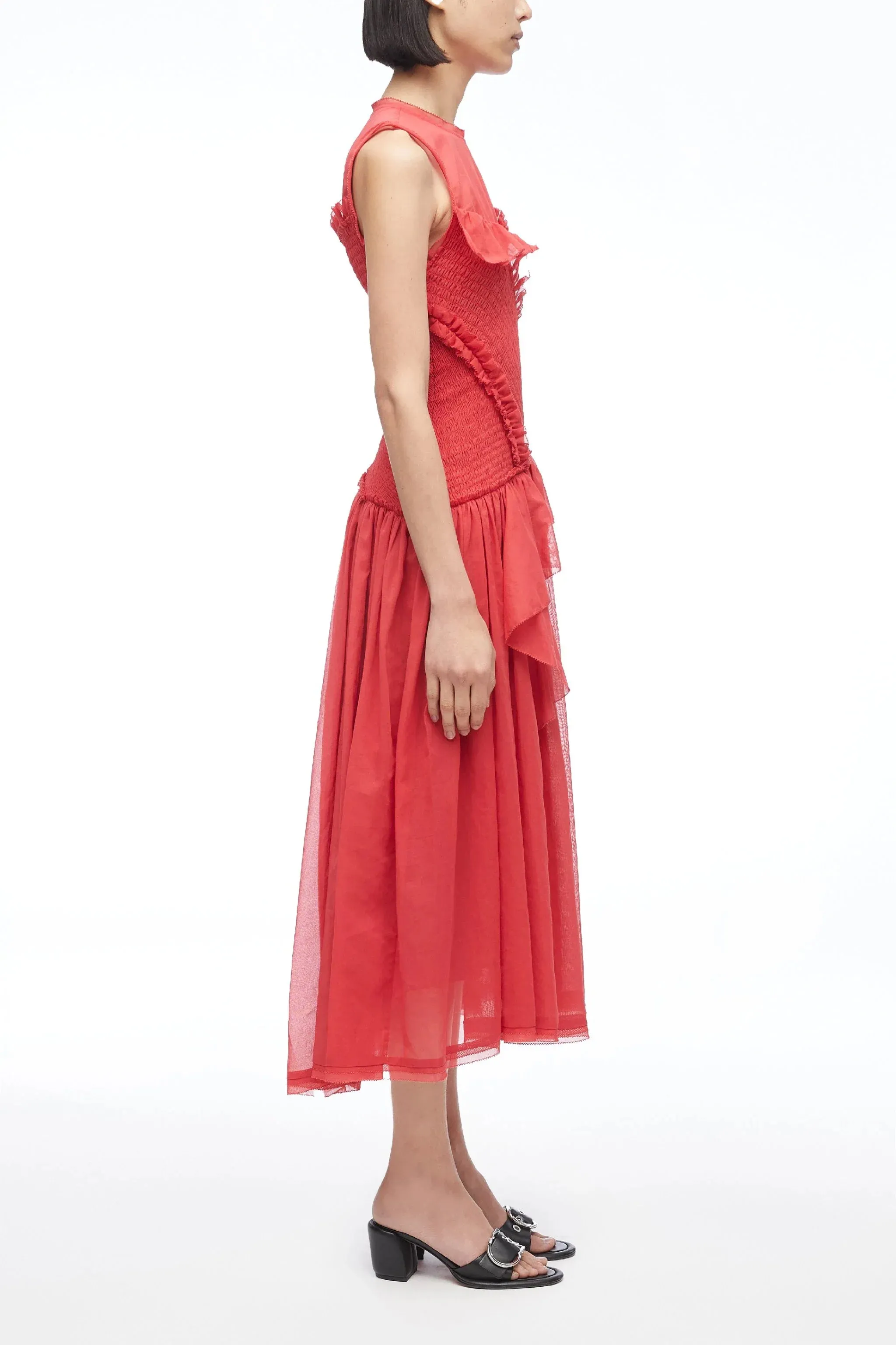 Cotton Voile Sleeveless Midi Dress