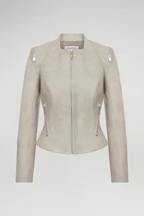 Cream Leather Jacket