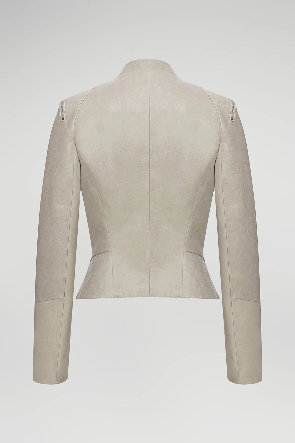 Cream Leather Jacket