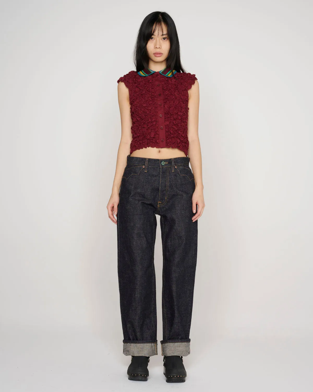 Crochet Collared Kass Shirt - Plum